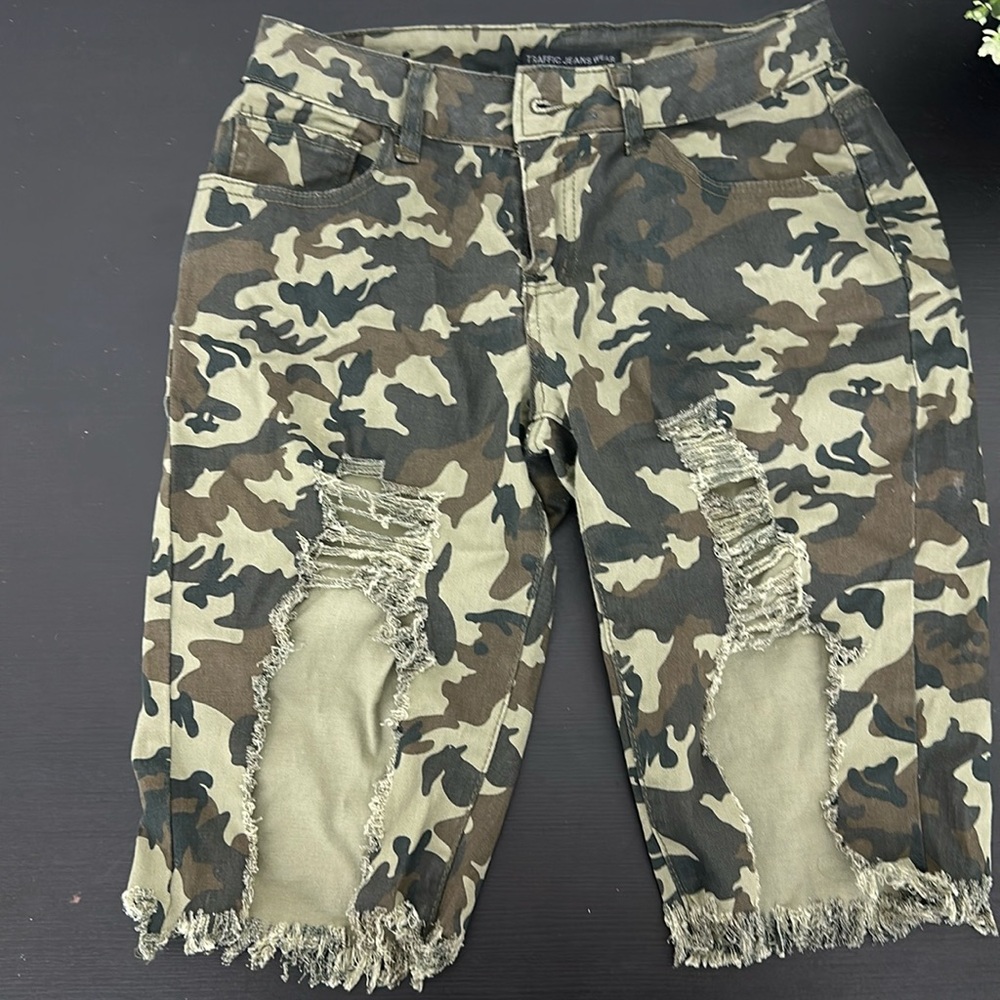 Womens High Waist Ripped Hole Washed Distressed Short